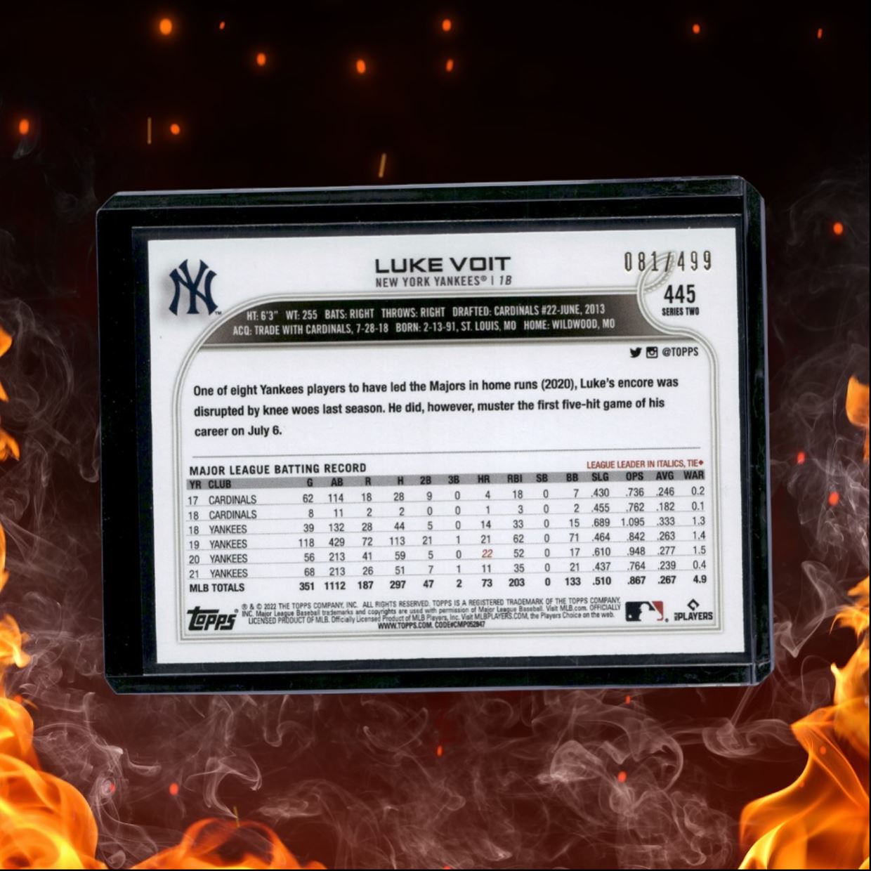 2022 Topps Luke Voit Green Foilboard 081/499 #445