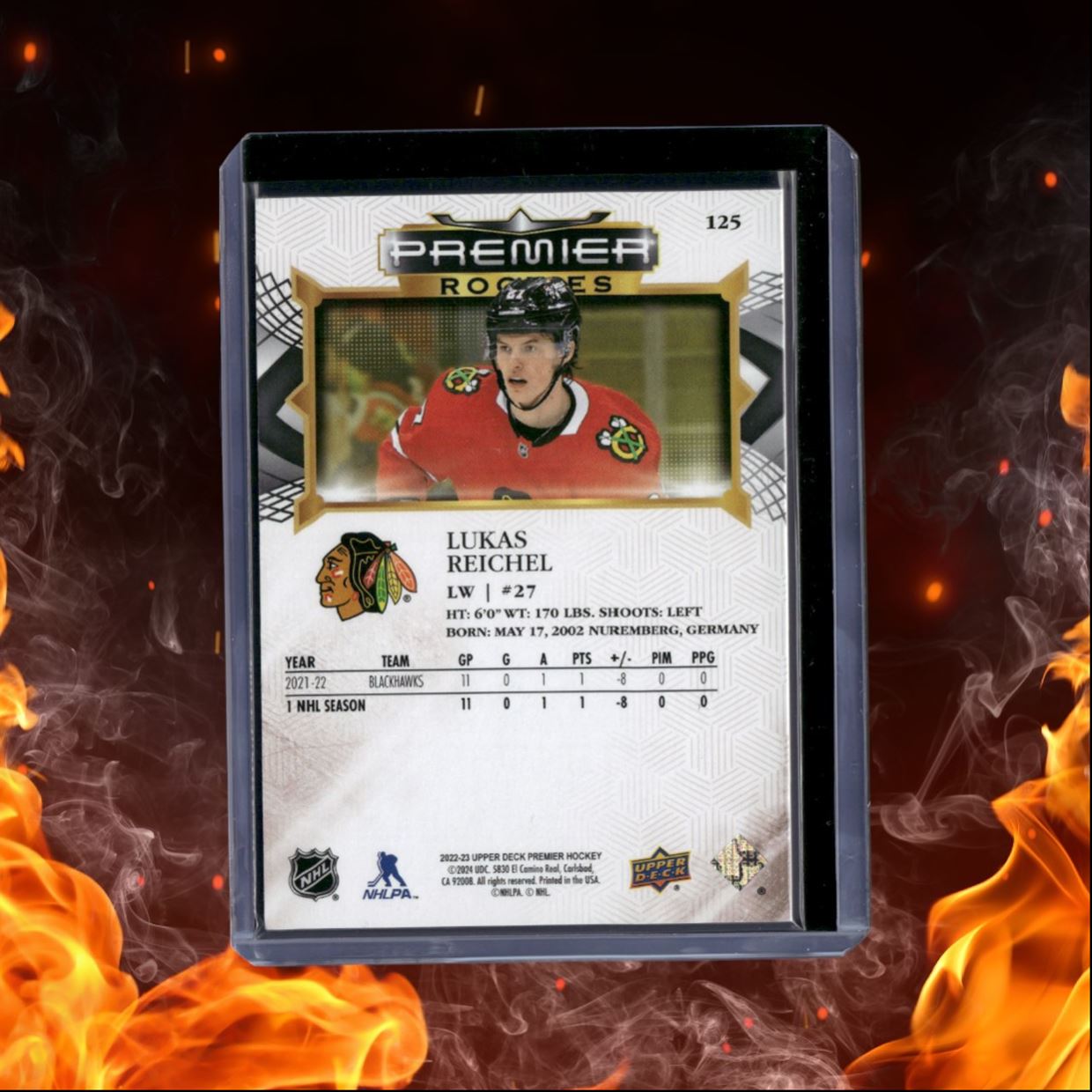 2022-23 Upper Deck Premier Lukas Reichel Bronze Rookie 022/199 #125
