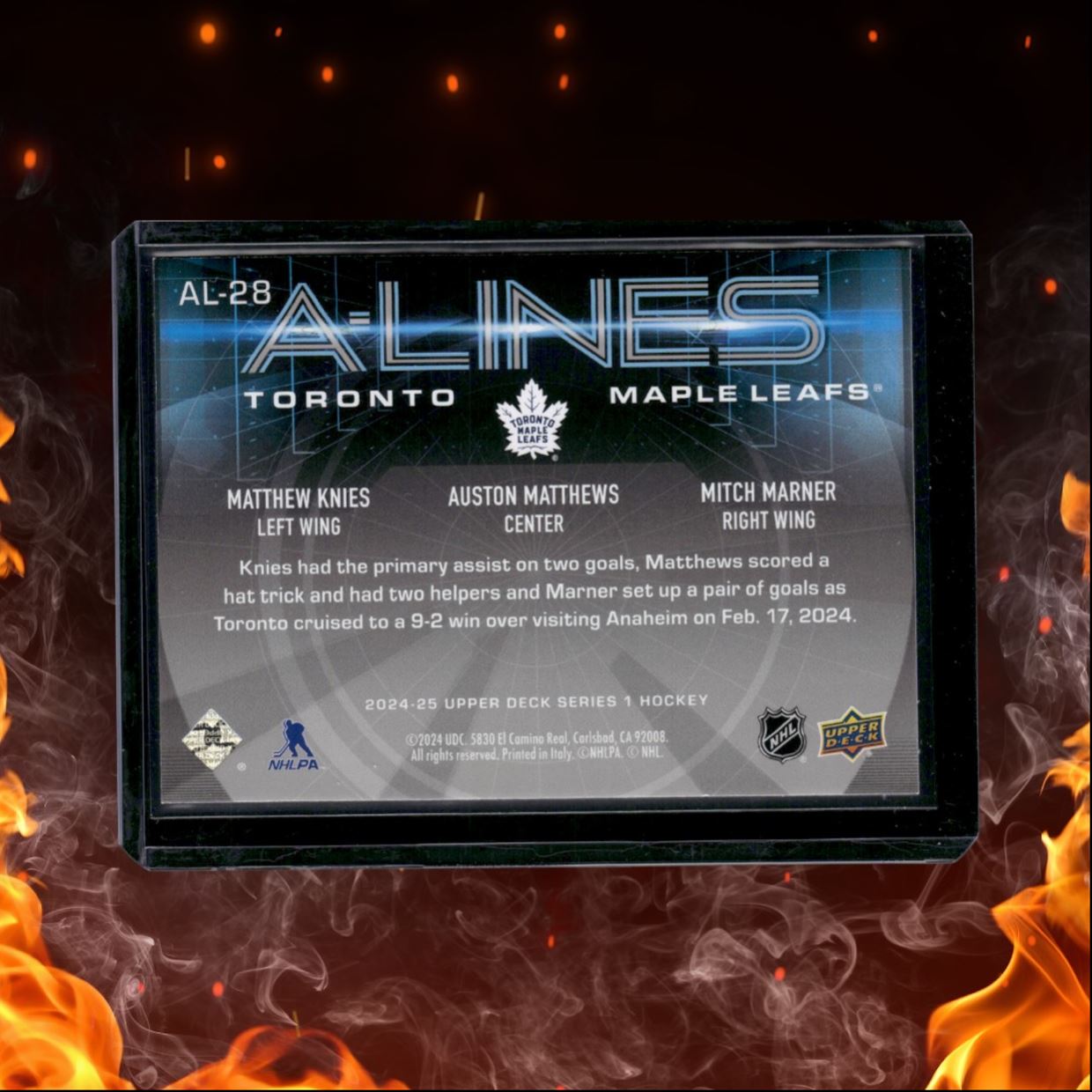 2024-25 Upper Deck Matthew Knies / Auston Matthews / Mitch Marner A-Lines