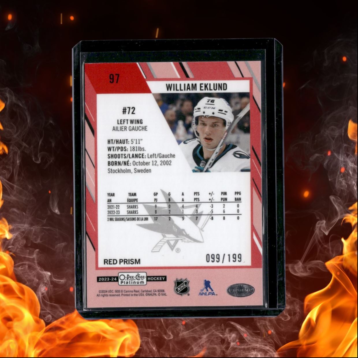 2023-24 O-Pee-Chee Platinum William Eklund Red Prism 099/199 #97