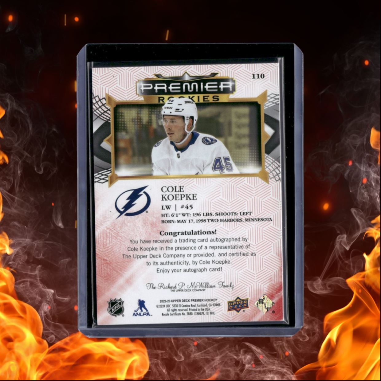 2022-23 Upper Deck Premier Cole Koepke Red Rookie Auto #110