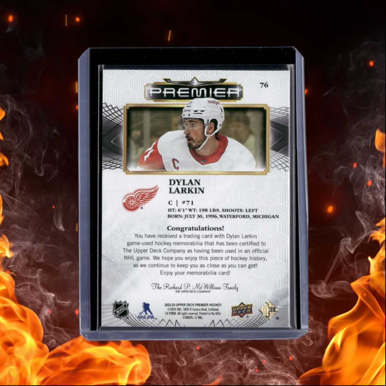 2022-23 Upper Deck Premier Dylan Larkin Jersey #76
