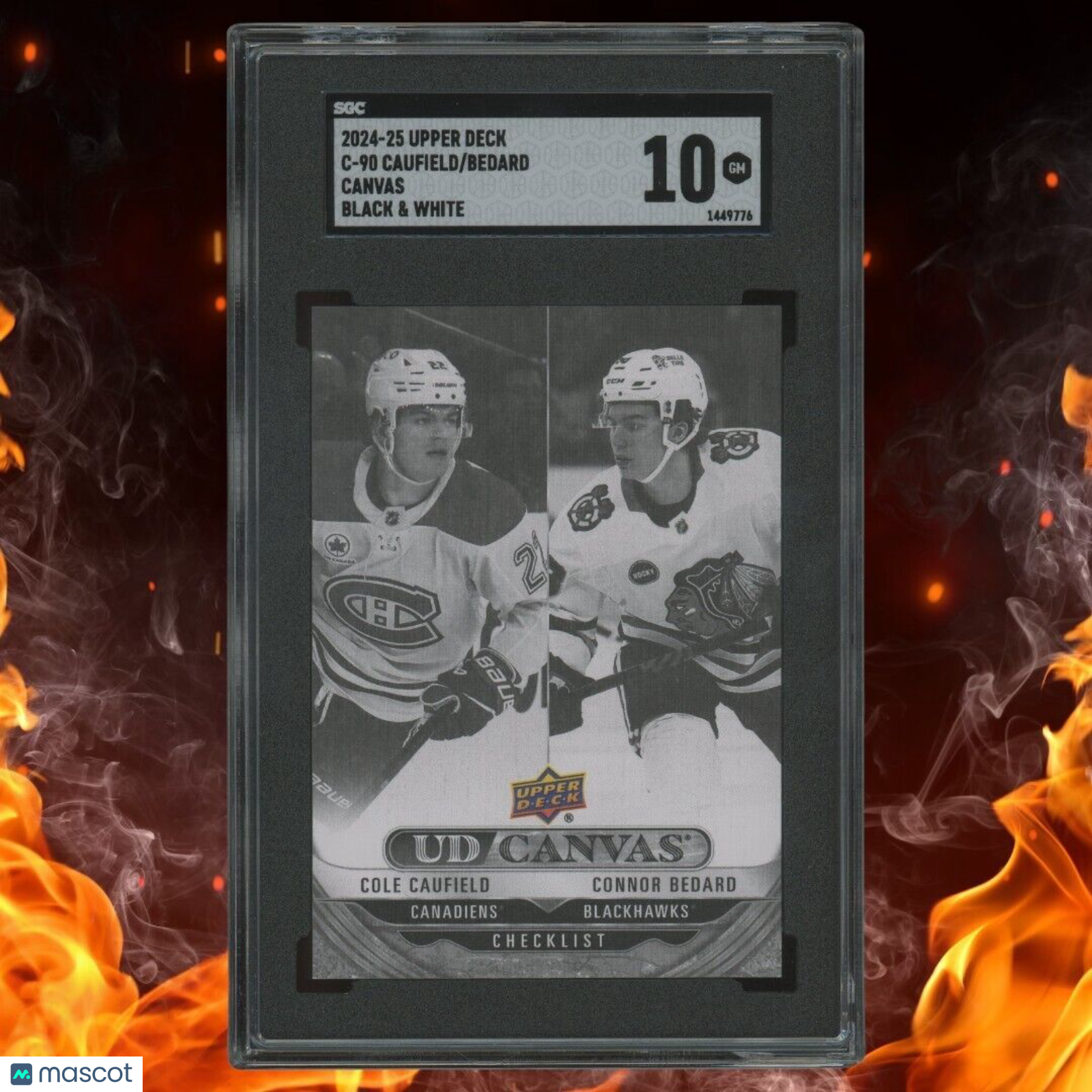 2024-25 Upper Deck CAUFIELD / CONNOR BEDARD Black & White Canvas SGC 10 #C-90