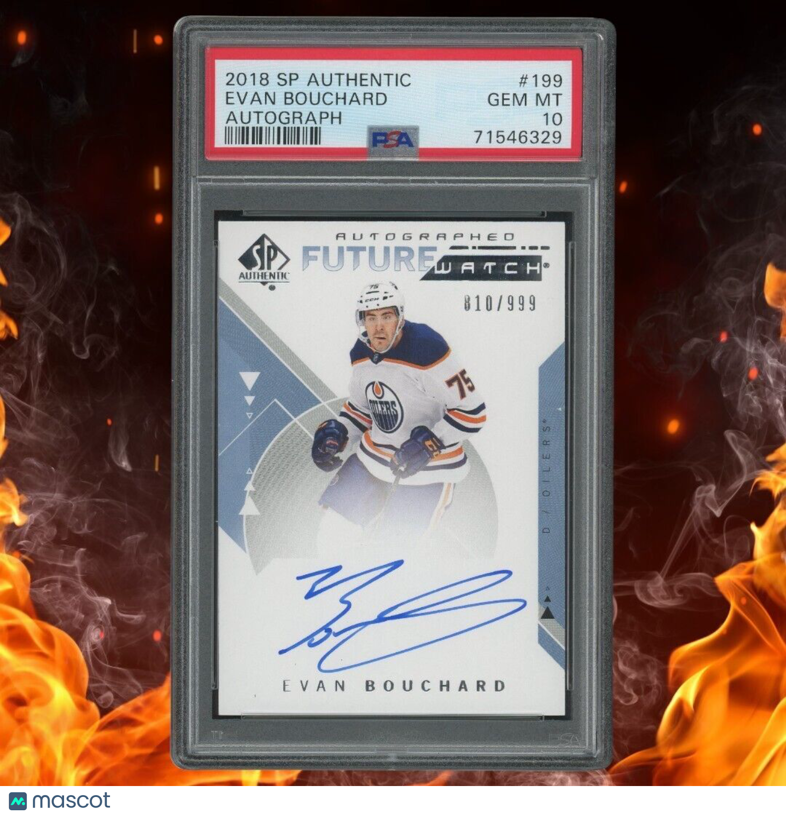 2018-19 SP Authentic EVAN BOUCHARD Future Watch Auto /999 PSA 10 #199 Rookie