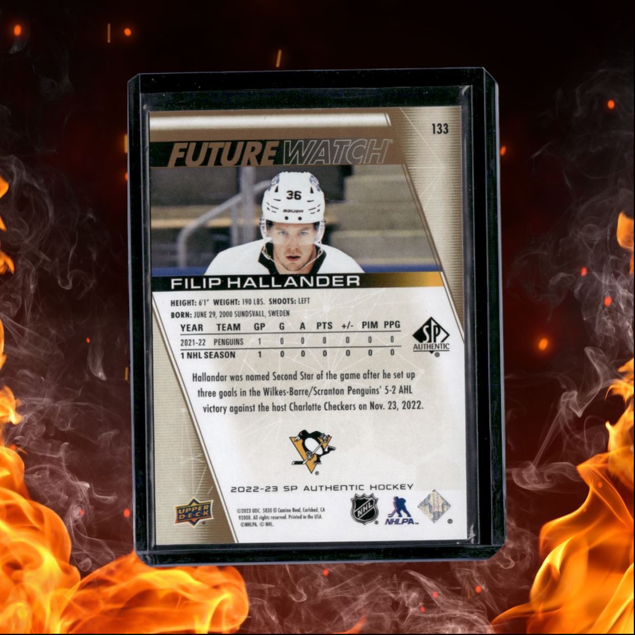 2022-23 SP Authentic Filip Hallander Future Watch Limited Gold Rookie 51/99 #133