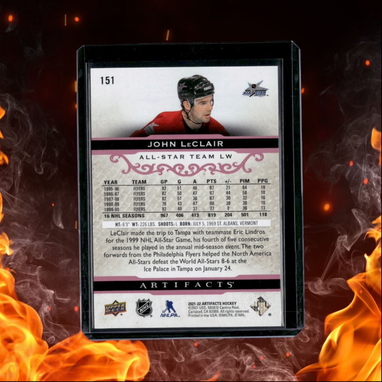 2021-22 Upper Deck Artifacts John LeClair Rose Pink 11/65 #151