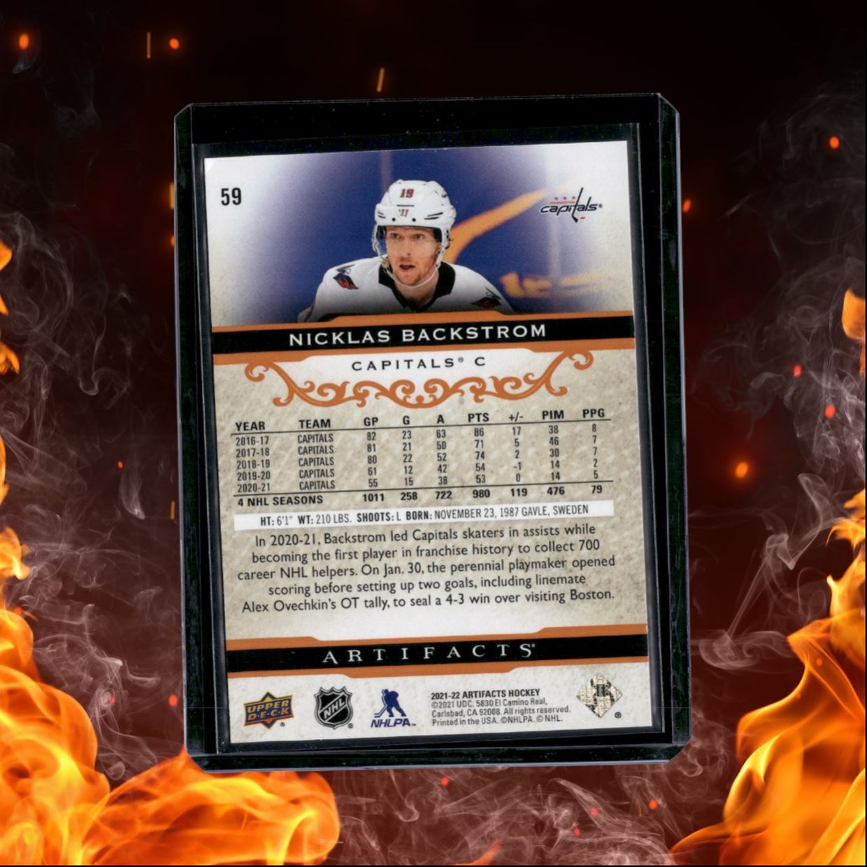 2021-22 Upper Deck Artifacts Nicklas Backstrom Autumn Orange 36/75 #59
