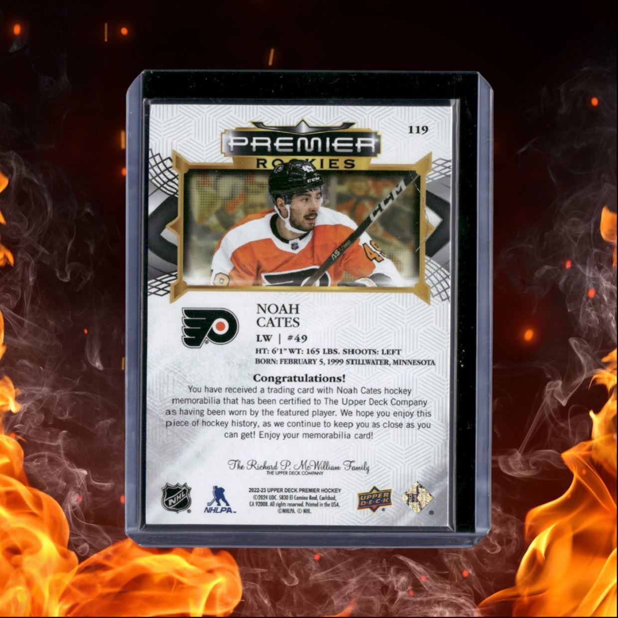 2022-23 Upper Deck Premier Noah Cates Jersey Rookie #119