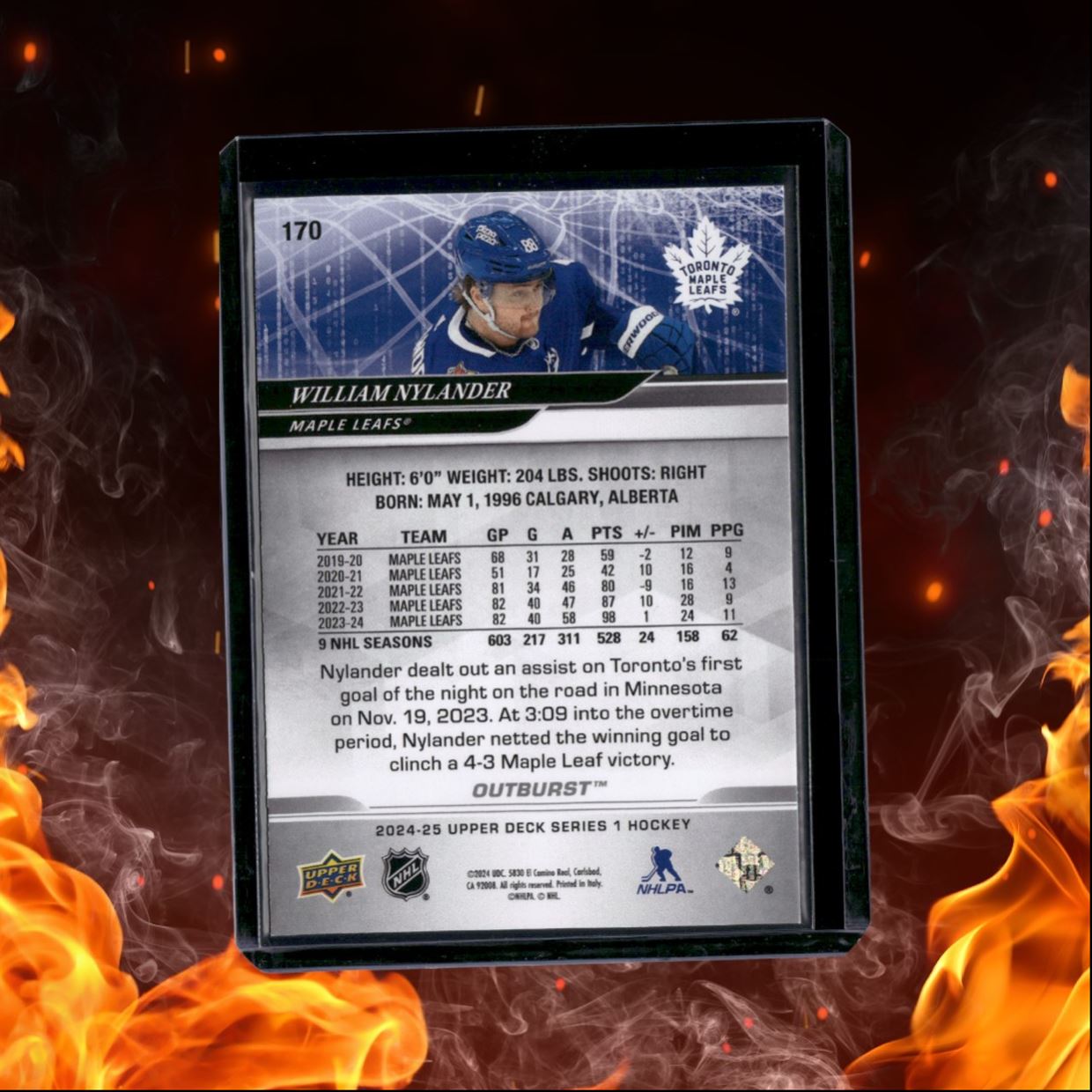 2024-25 Upper Deck William Nylander Outburst Silver #170