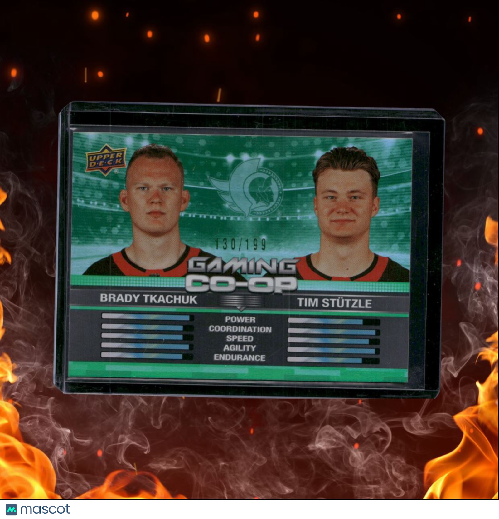 2024-25 Upper Deck Brady Tkachuk / Tim Stutzle Gaming Co-Op Green 130/199