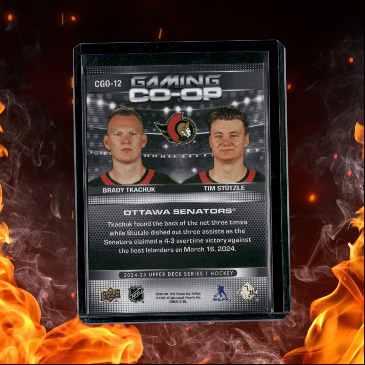 2024-25 Upper Deck Brady Tkachuk / Tim Stutzle Gaming Co-Op Green 130/199