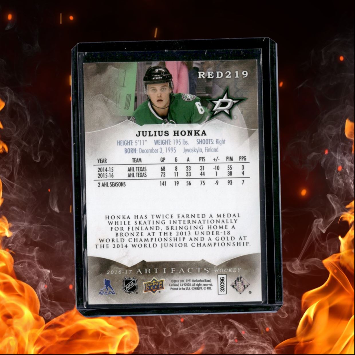 2016-17 Upper Deck Artifacts Julius Honka Emerald Rookie 32/99 #RED219