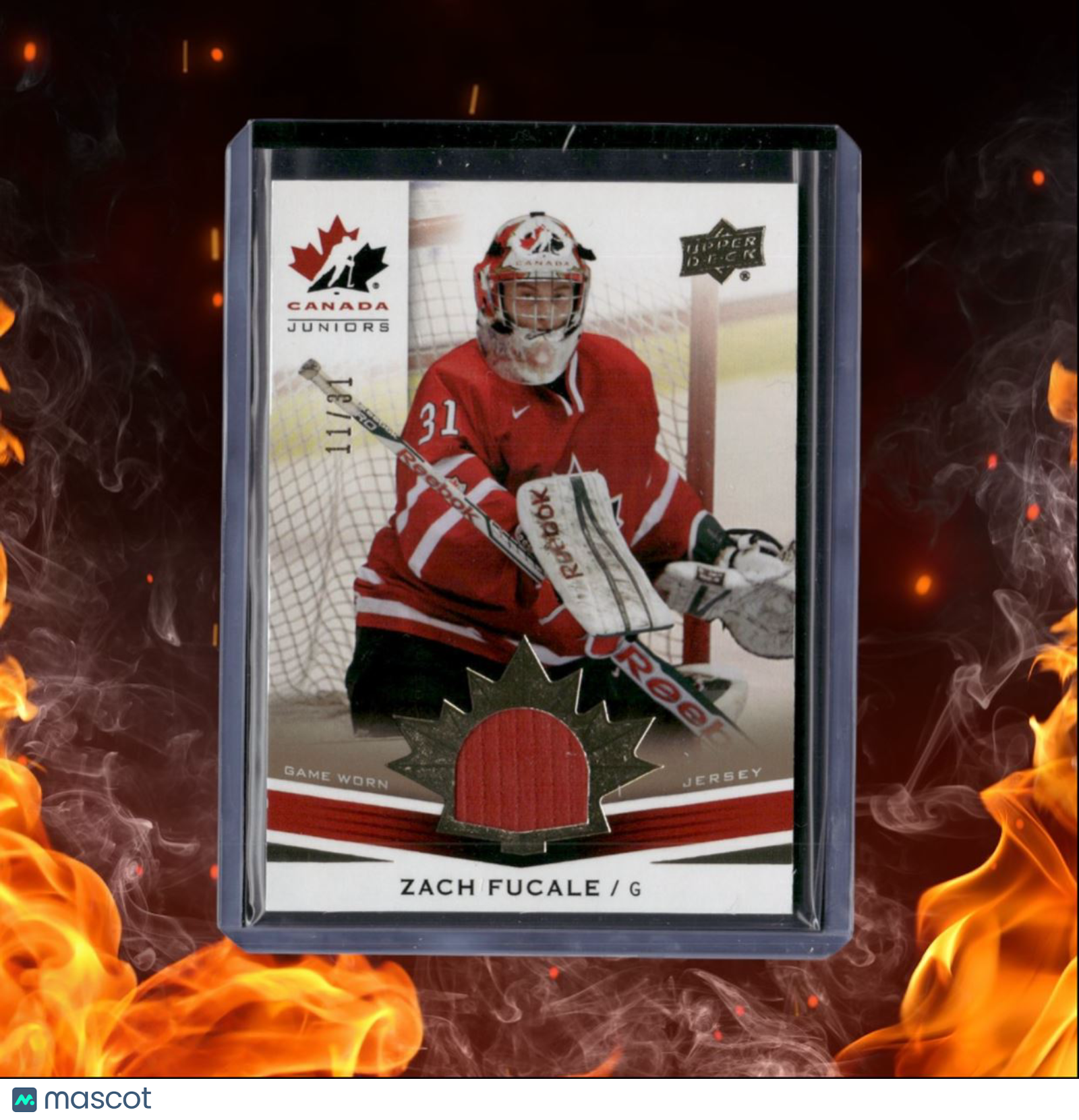 2014-15 Upper Deck Team Canada Juniors Zach Fucale Jersey Gold Game-Worn 11/31