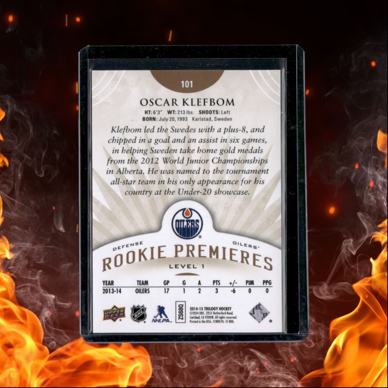 2014-15 Upper Deck Trilogy Oscar Klefbom Premieres Rookie 190/799 #101