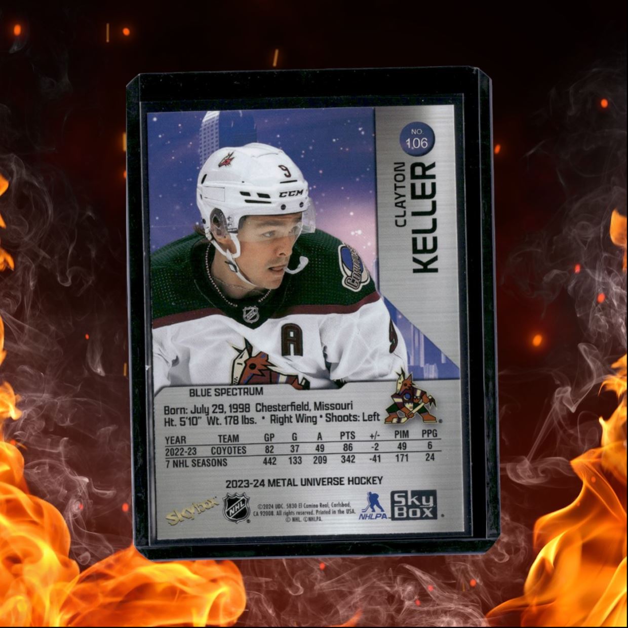 2023-24 Skybox Metal Universe Clayton Keller Blue Spectrum #106