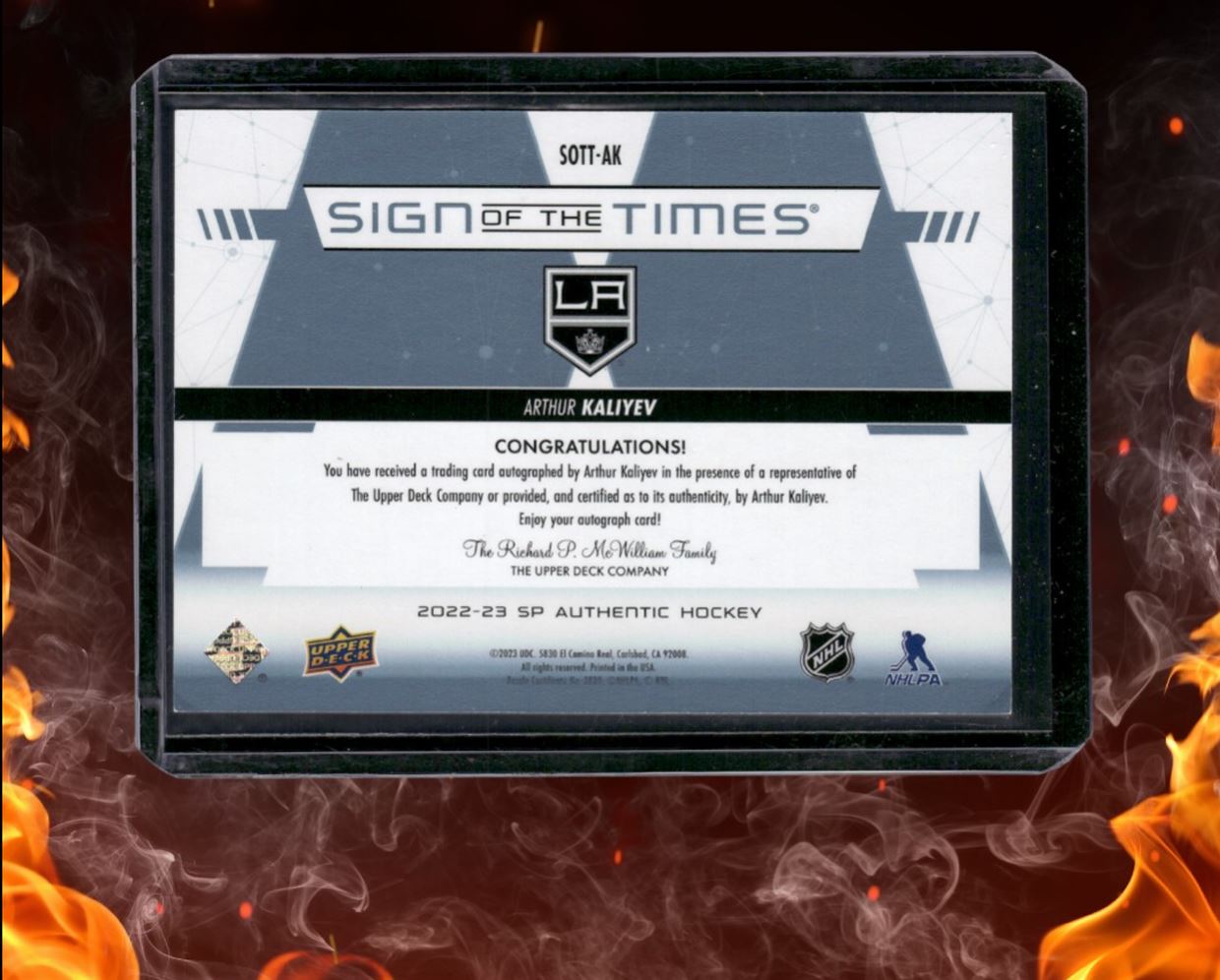 2022-23 SP Authentic Arthur Kaliyev Sign of the Times Auto #SOTT-AK