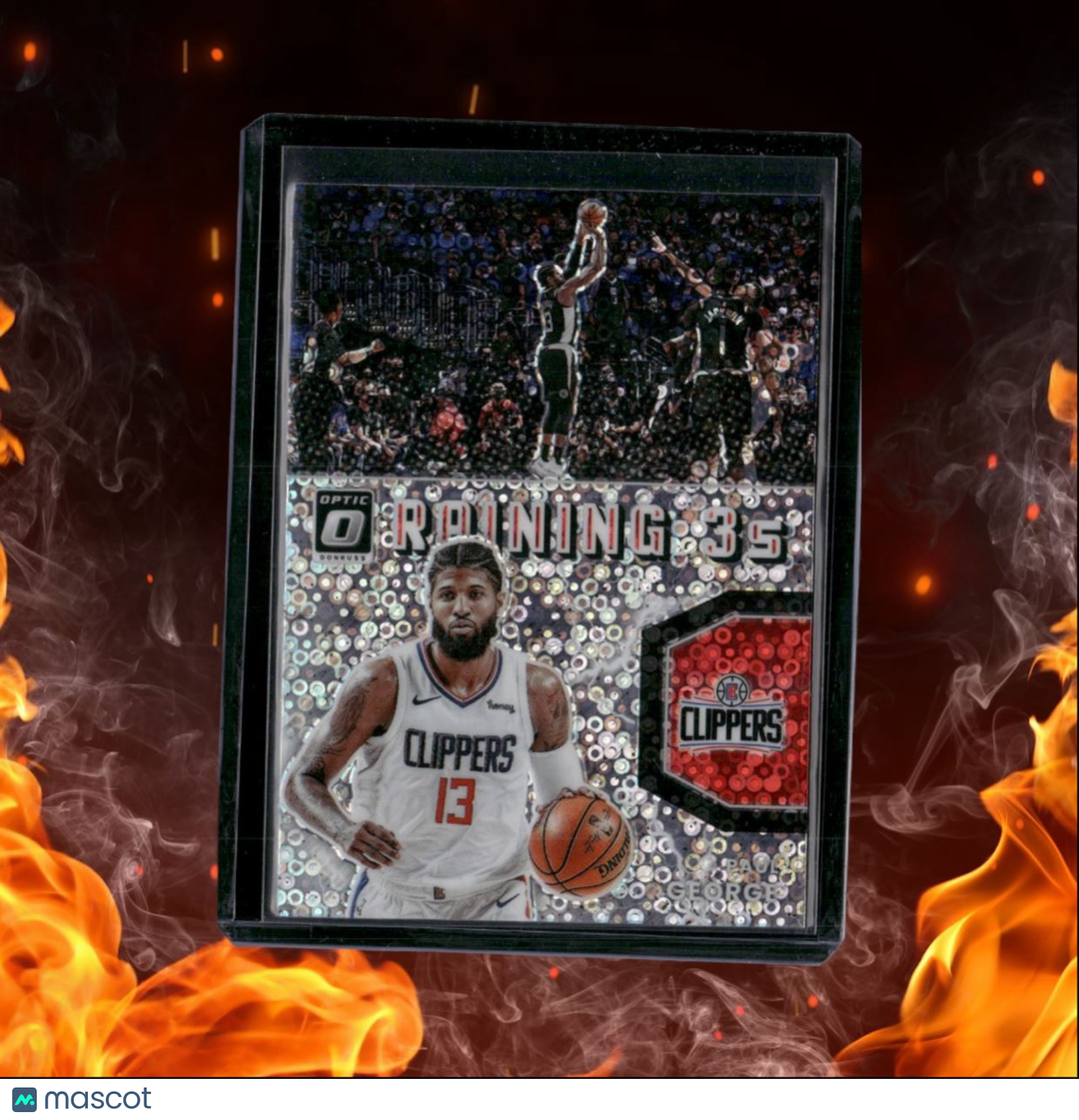 2021-22 Donruss Optic Paul George Raining 3s Fast Break Disco Prizm #19