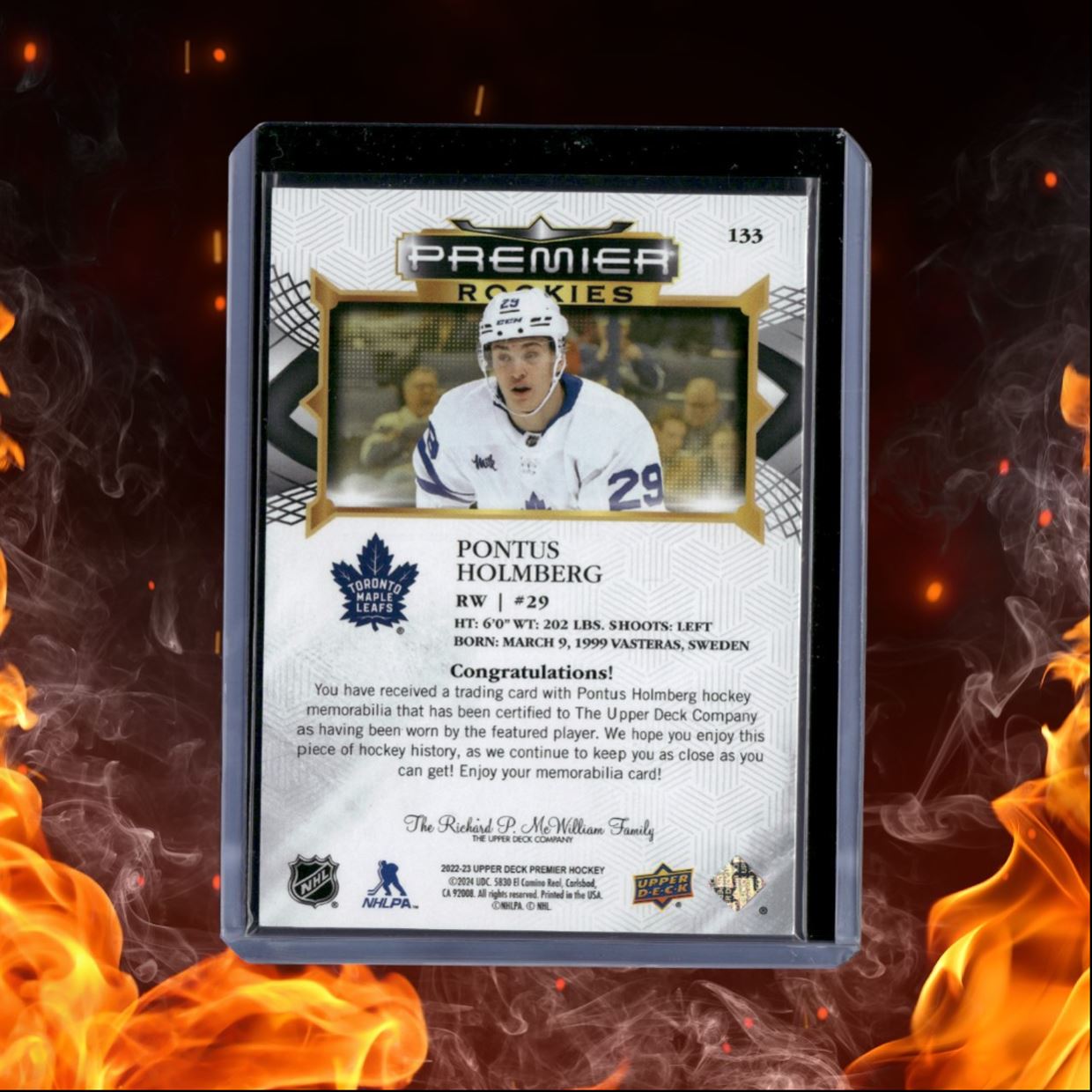 2022-23 Upper Deck Premier Pontus Holmberg Jersey Rookie #133