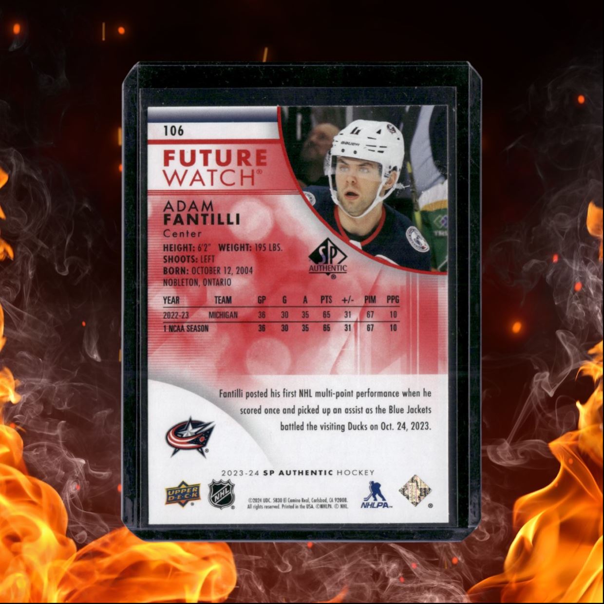 2023-24 SP Authentic Adam Fantilli Future Watch Limited Red Rookie #106