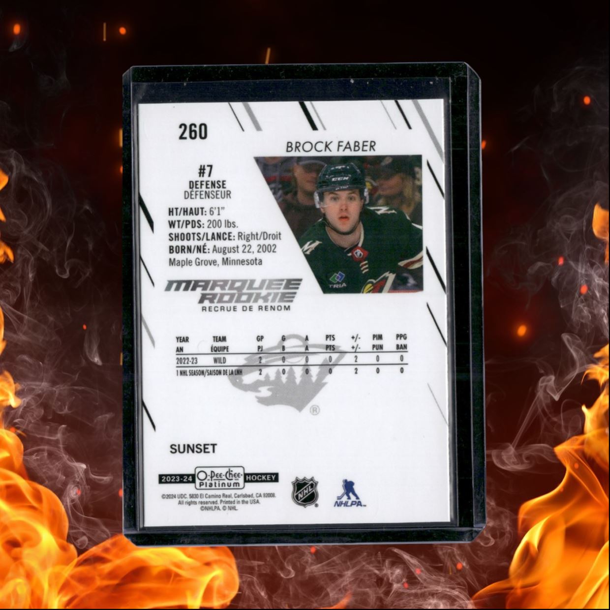 2023-24 O-Pee-Chee Platinum Brock Faber Marquee Sunset Rookie #260