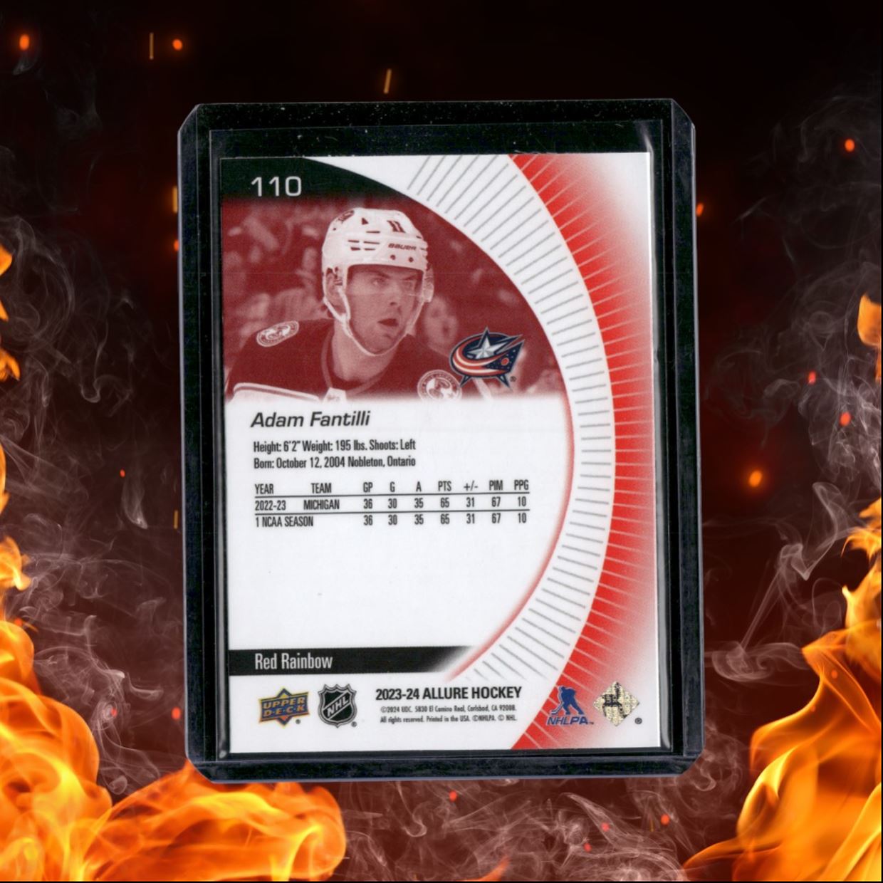 2023-24 Upper Deck Allure Adam Fantilli Red Rainbow Rookie #110