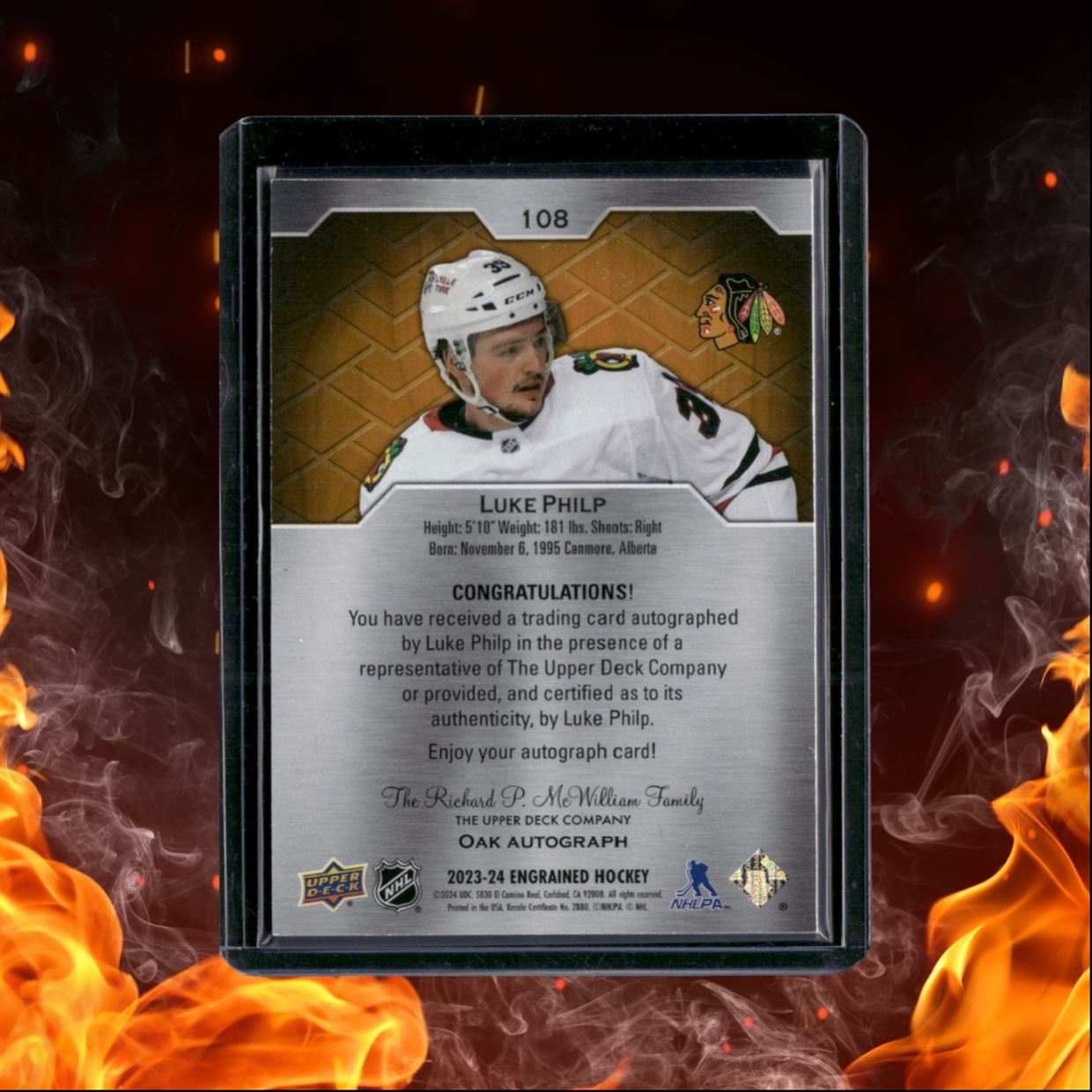 2023-24 Upper Deck Engrained Luke Philp Oak Rookie Auto #108
