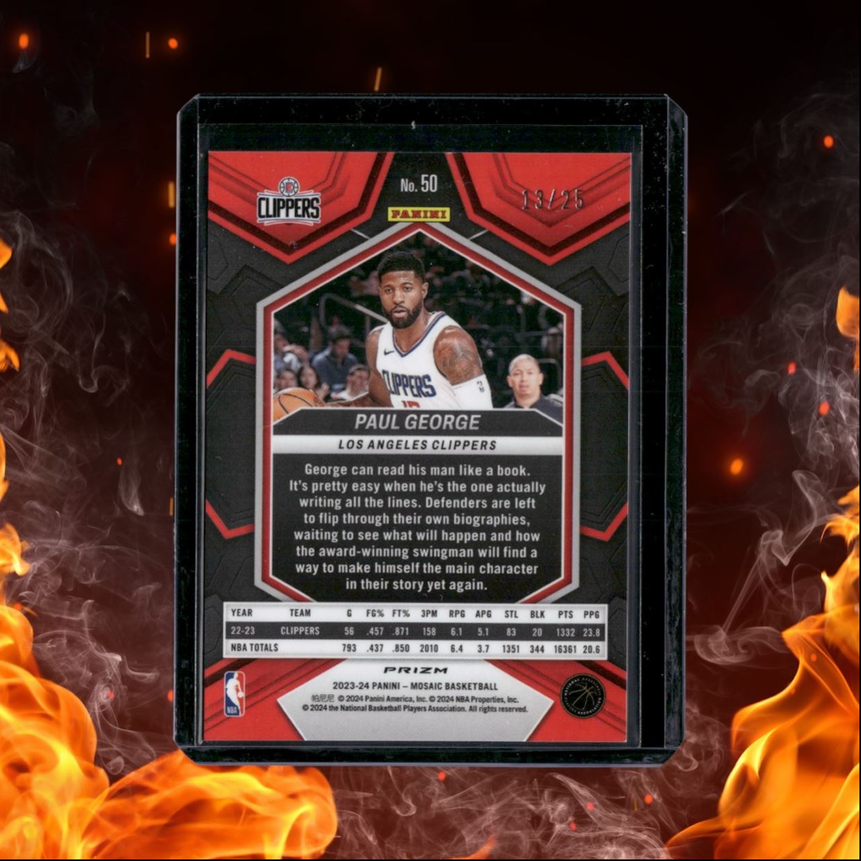 2023-24 Panini Mosaic Paul George White Mosaic Prizm 13/25 #50