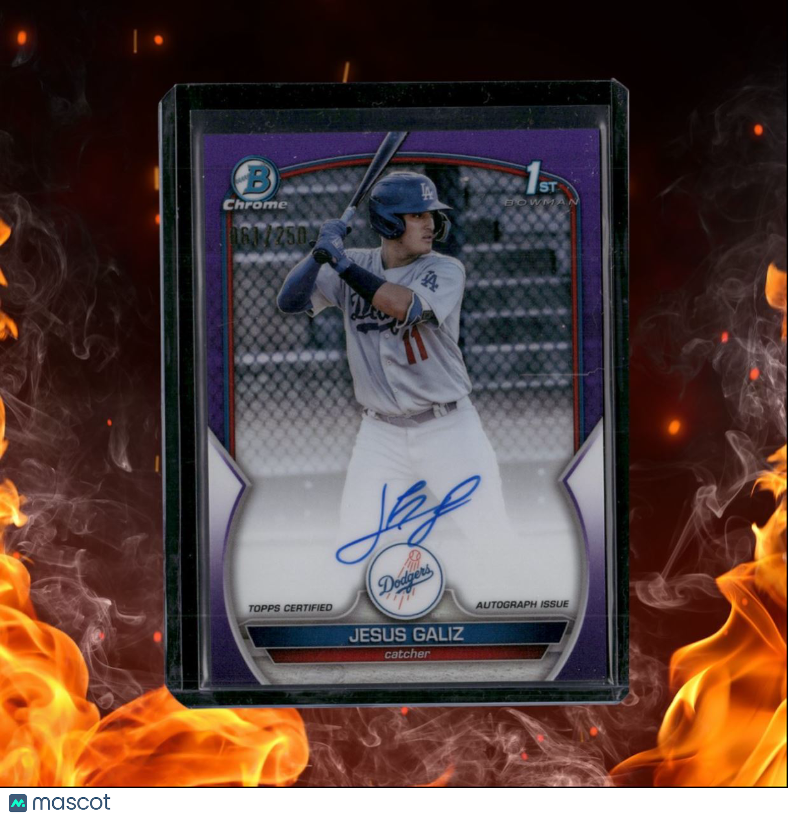 2023 Bowman Chrome Jesus Galiz 1st Prospect Purple Refractor Auto 061/250