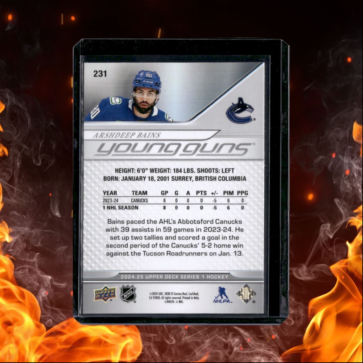 2024-25 Upper Deck Arshdeep Bains Young Guns (A) Rookie #231
