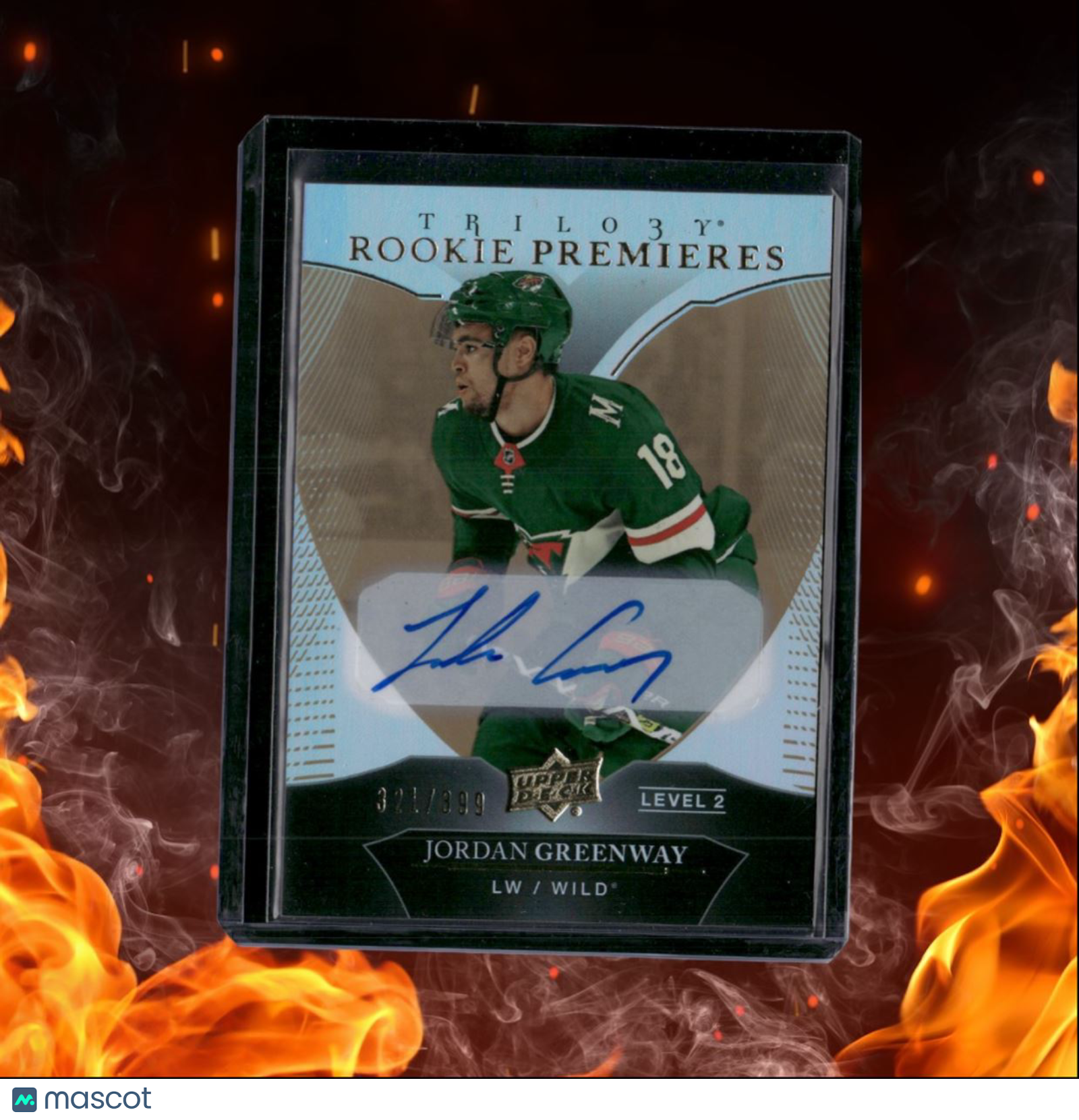 2018-19 Upper Deck Trilogy Jordan Greenway Premieres Level 2 Rookie Auto 321/399
