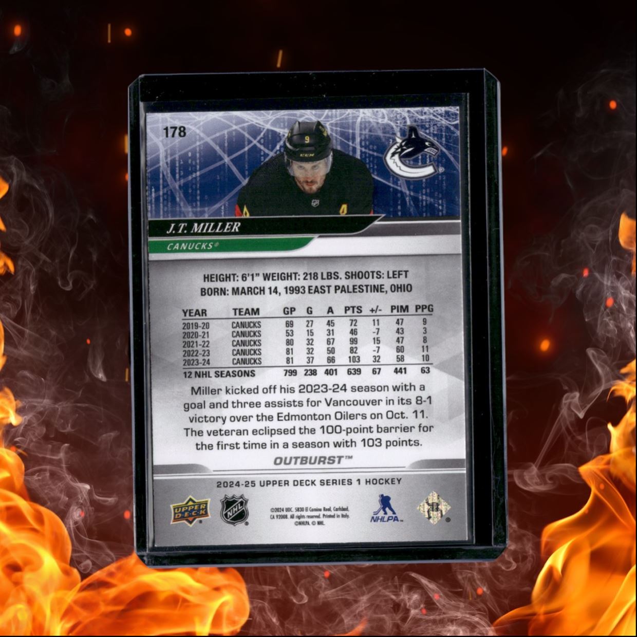 2024-25 Upper Deck J.T. Miller Outburst Silver #178