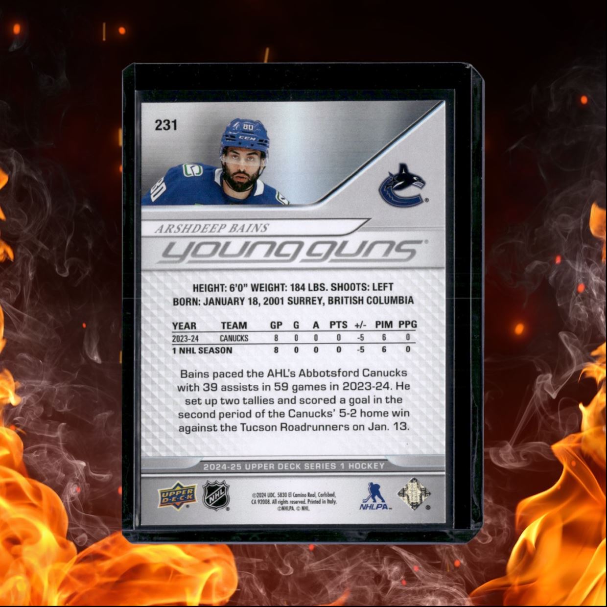 2024-25 Upper Deck Arshdeep Bains Young Guns (A) Rookie #231