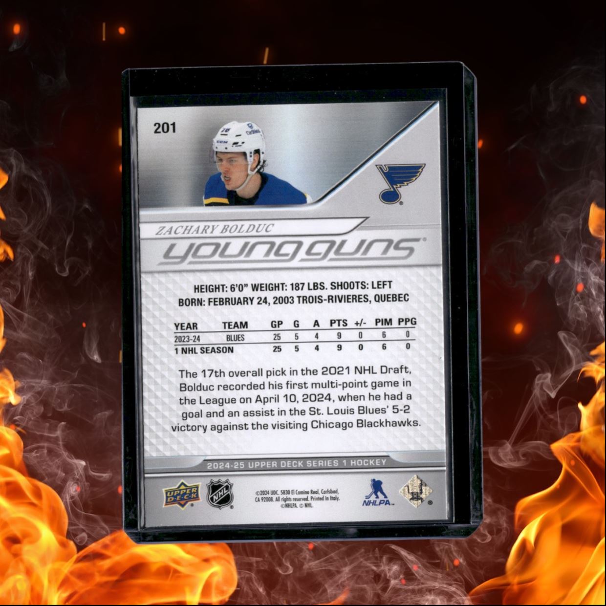 2024-25 Upper Deck Zachary Bolduc Young Guns (B) Rookie #201