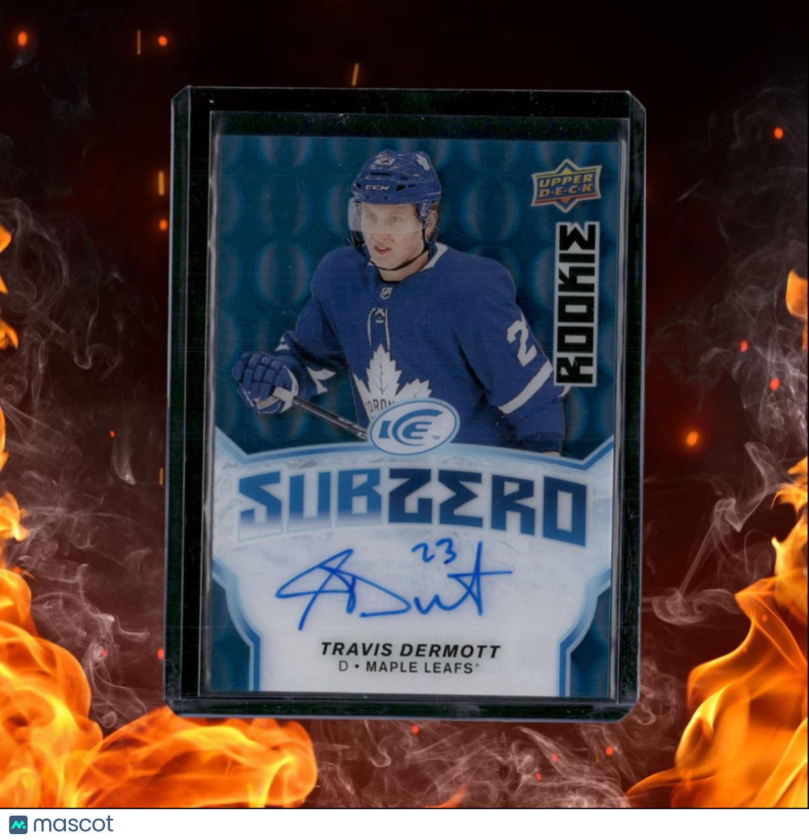 2018-19 Upper Deck Ice Travis Dermott SubZero Blue Rookie Auto #SZ-44