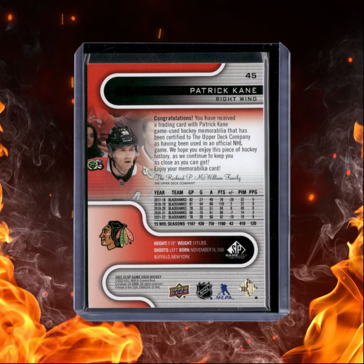 2022-23 SP Game Used Patrick Kane Red Jersey #45