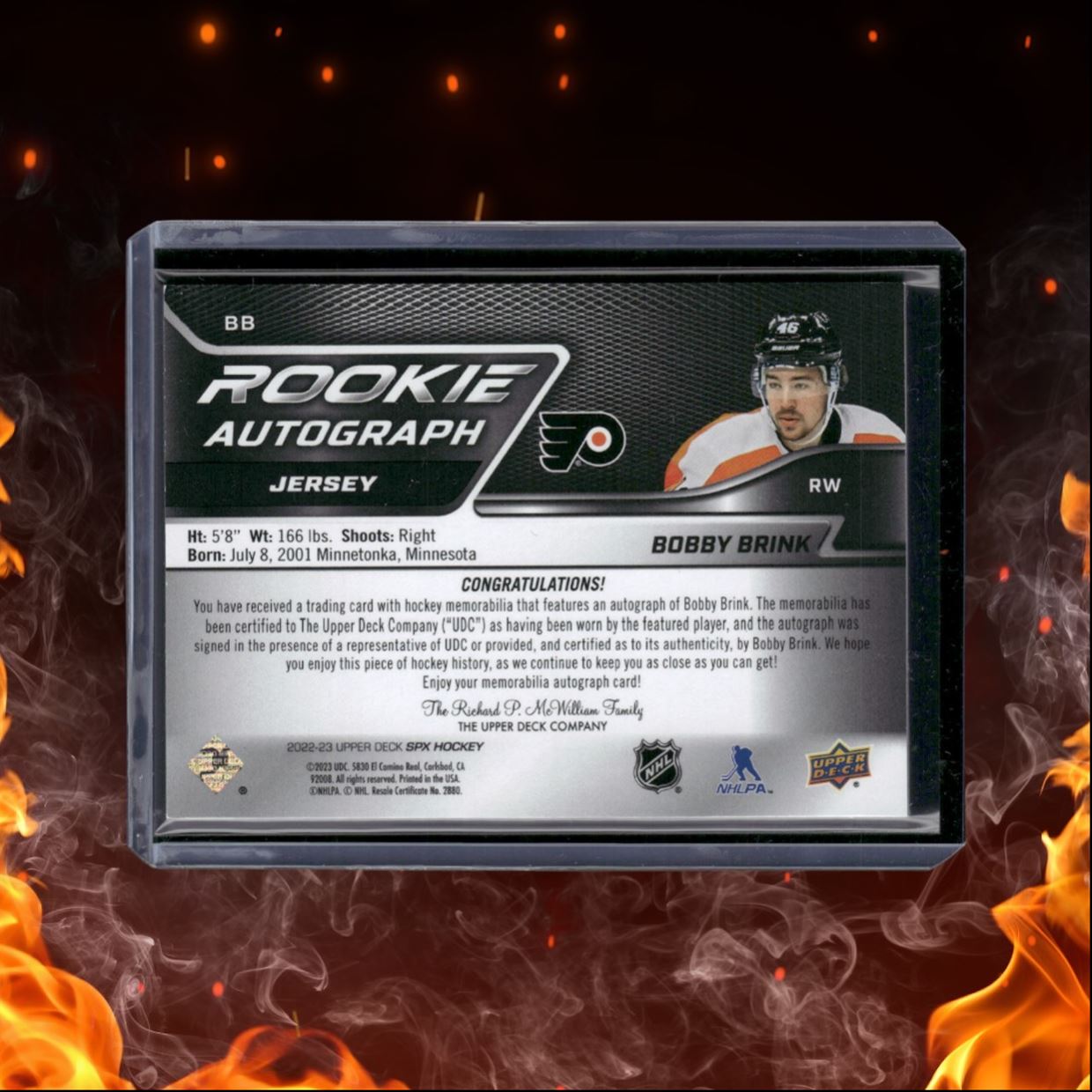 2022-23 Upper Deck SPx Bobby Brink Rookie Auto 150/375 #BB