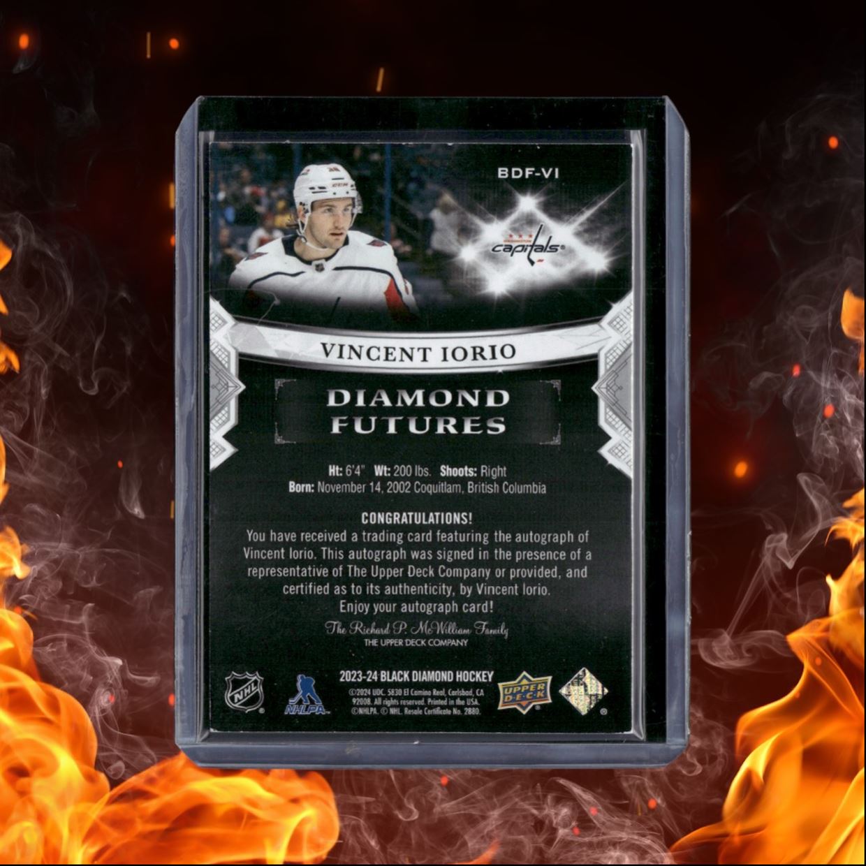 2023-24 Upper Deck Black DIamond Vincent Iorio Diamond Futures Rookie Auto 96/99