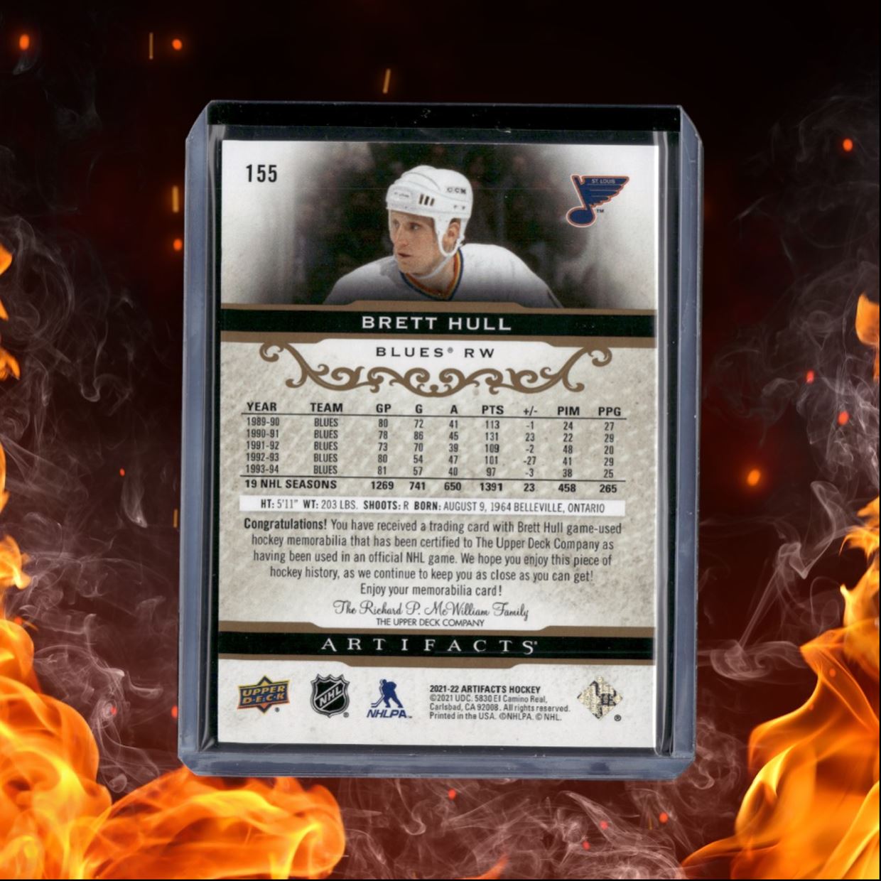 2021-22 Upper Deck Artifacts Brett Hull Dual Jersey Gold 041/149 #155