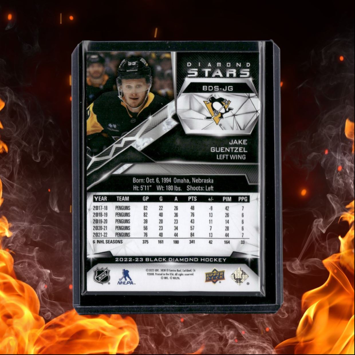 2022-23 Upper Deck Black Diamond Jake Guentzel Diamond Stars 074/299 #BDS-JG