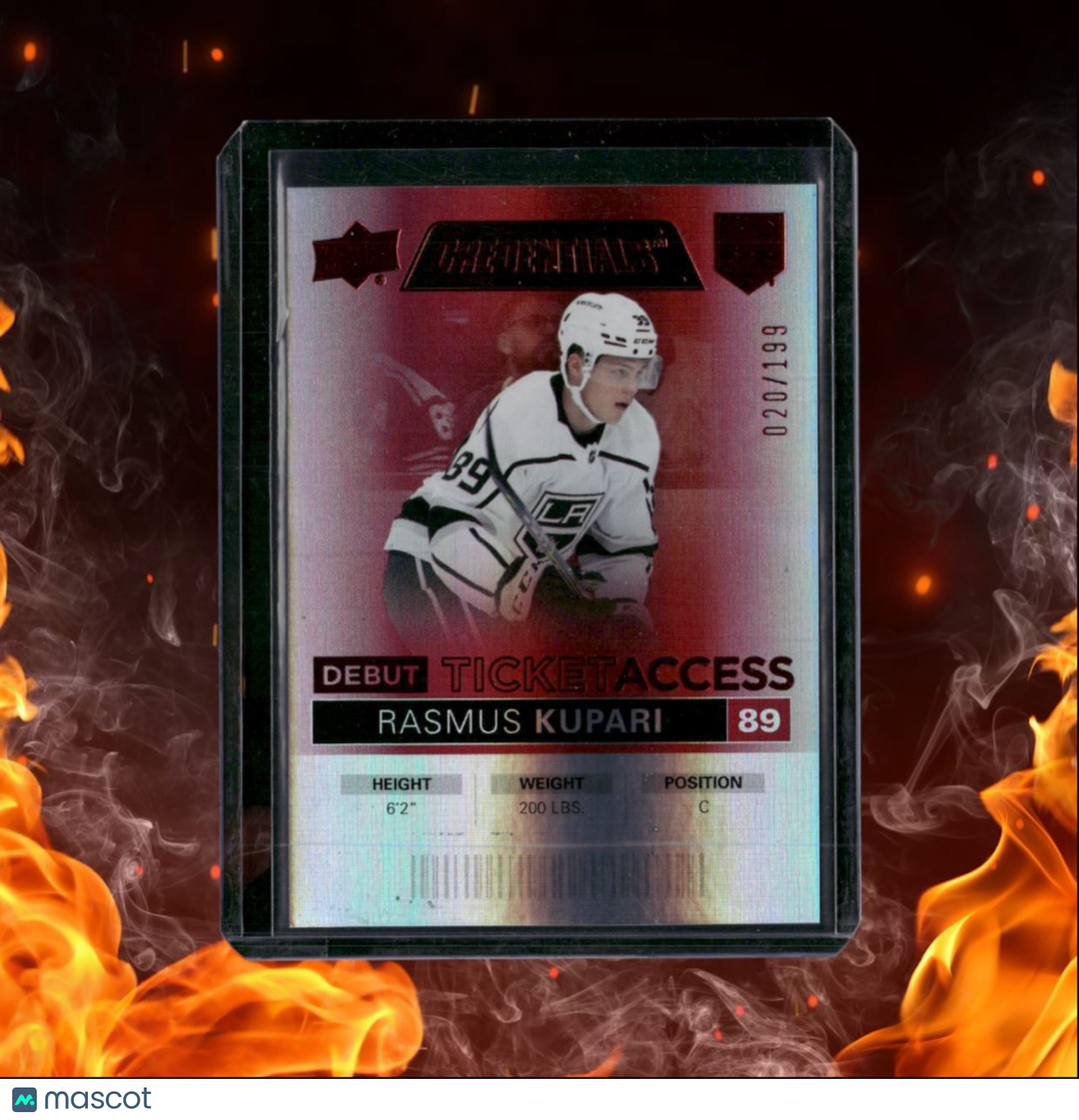 2021-22 Upper Deck Credentials Rasmus Kupari Debut Ticket Access Red Rookie