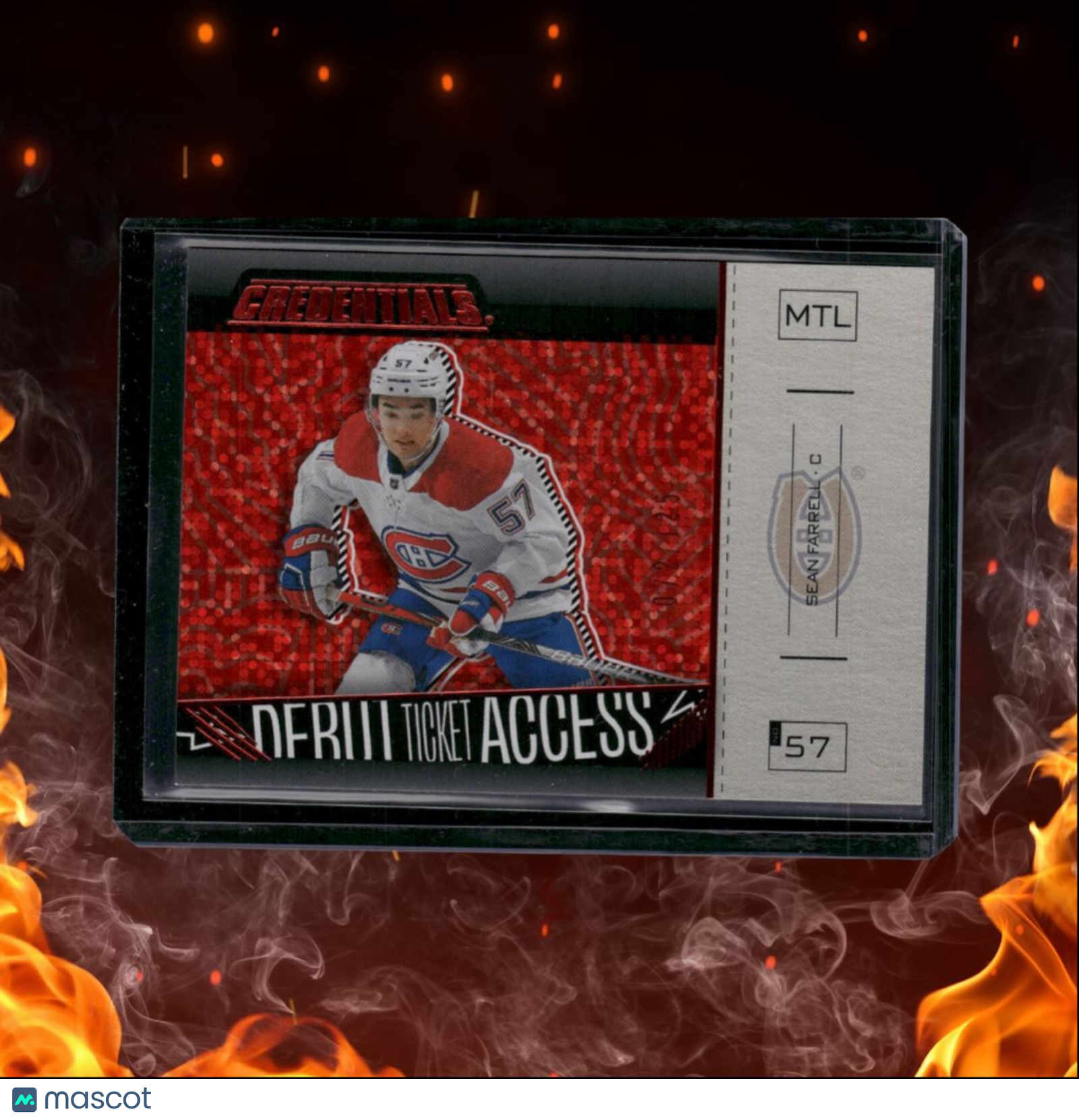 2023-24 Upper Deck Credentials Sean Farrell Debut Ticket Access Red Horizontal