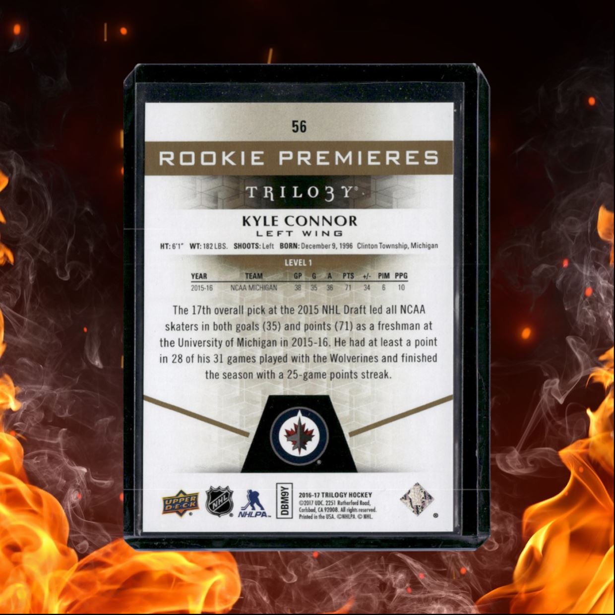 2016-17 Upper Deck Trilogy Kyle Connor Premieres Level 1 Rookie 893/999 #56