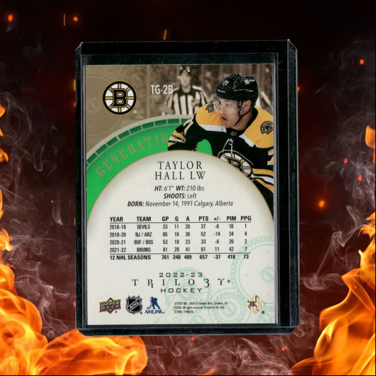 2022-23 Upper Deck Trilogy Taylor Hall Generations Green 41/75 #TG-2B