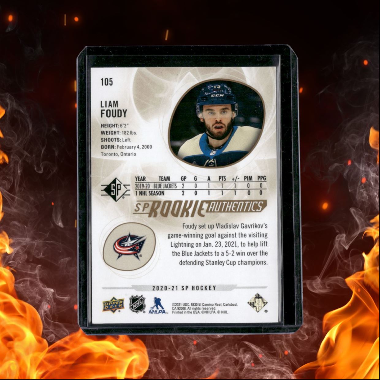 2020-21 Upper Deck SP Liam Foudy Authentics Gold Rookie 650/999 #105