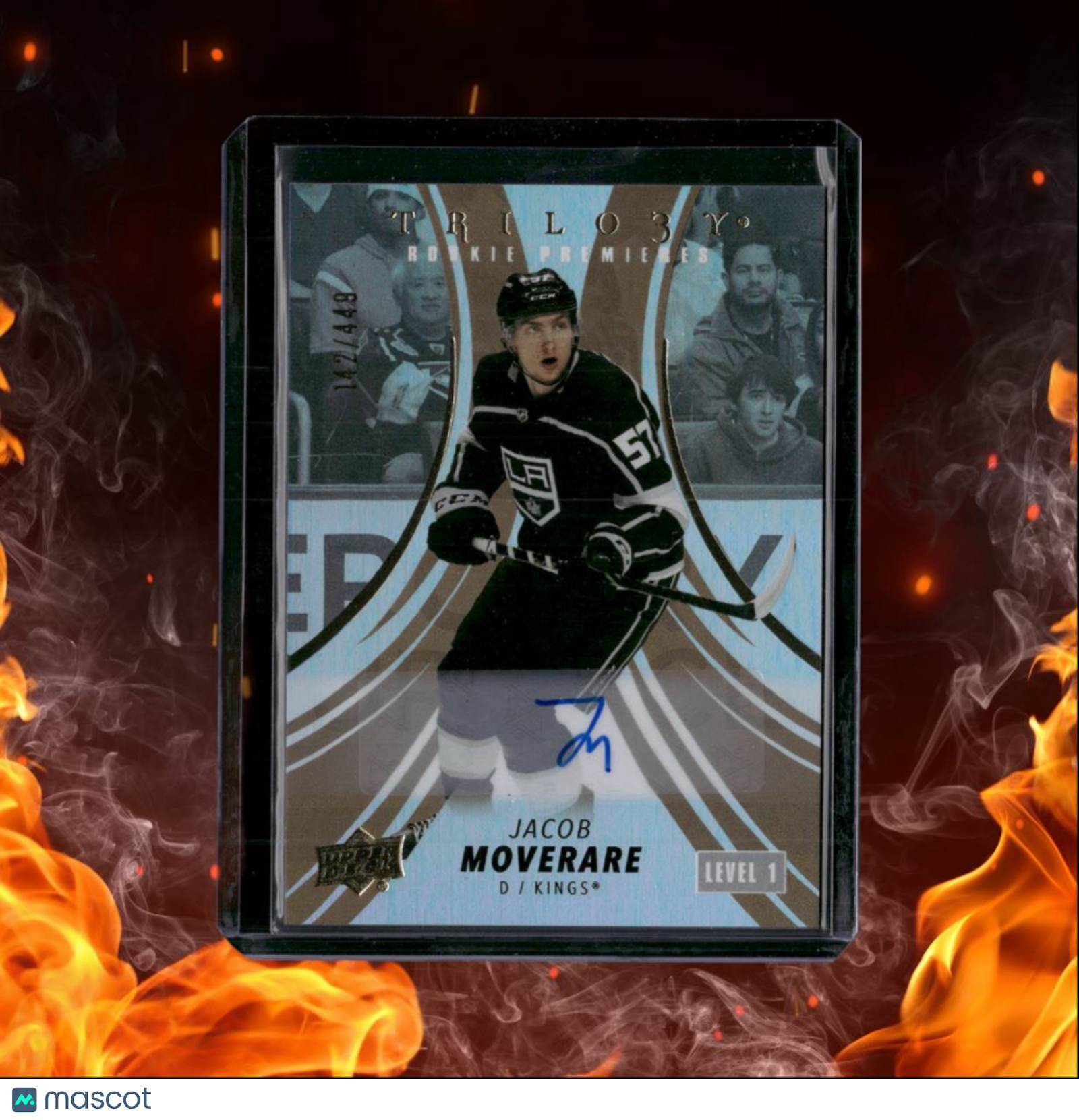 2022-23 Upper Deck Trilogy Jacob Moverare Premieres Level 2 Rookie Auto 142/449