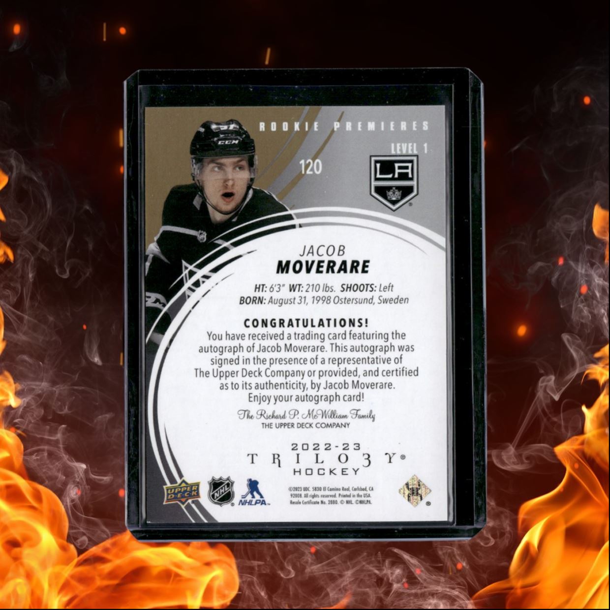2022-23 Upper Deck Trilogy Jacob Moverare Premieres Level 2 Rookie Auto 142/449