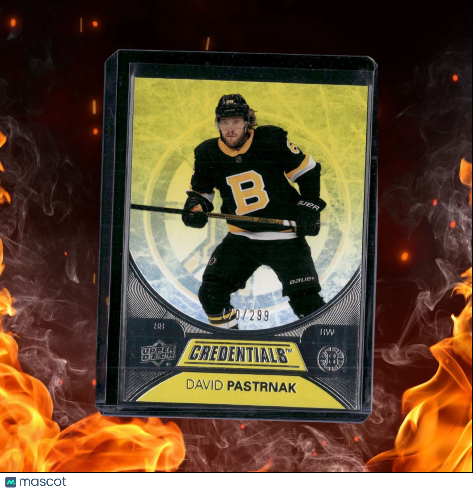 2021-22 Upper Deck Credentials David Pastrnak Yellow 170/299 #49