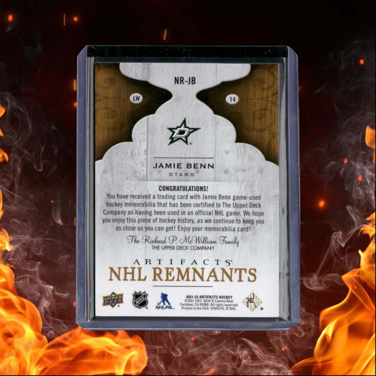 2021-22 Upper Deck Artifacts Jamie Benn NHL Remnants Jersey #NR-JB