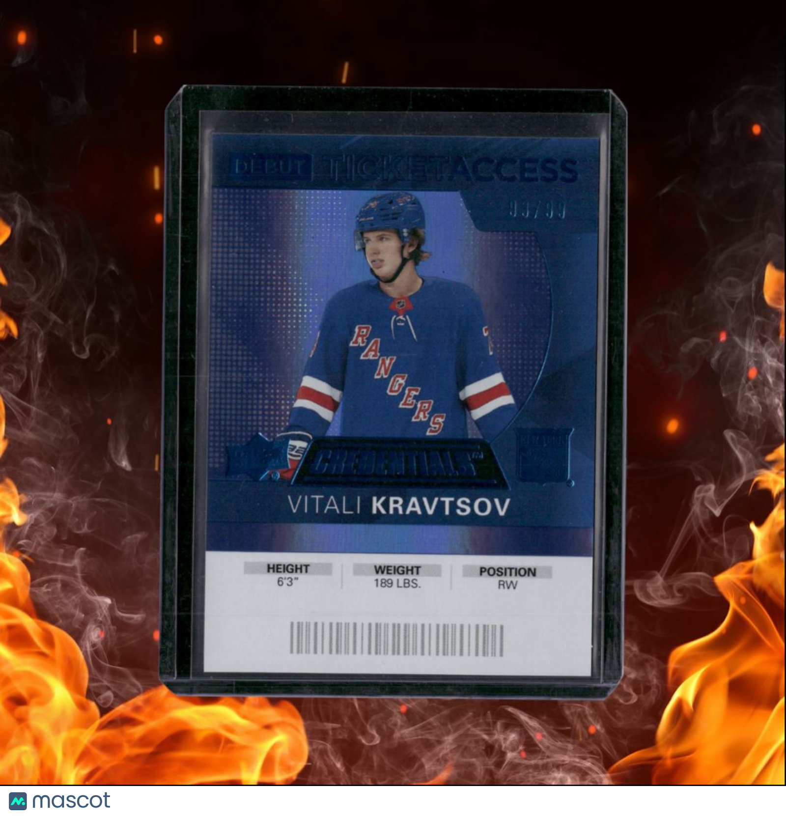 2020-21 Upper Deck Credentials Vitali Kravtsov Debut Ticket Access Blue Rookie