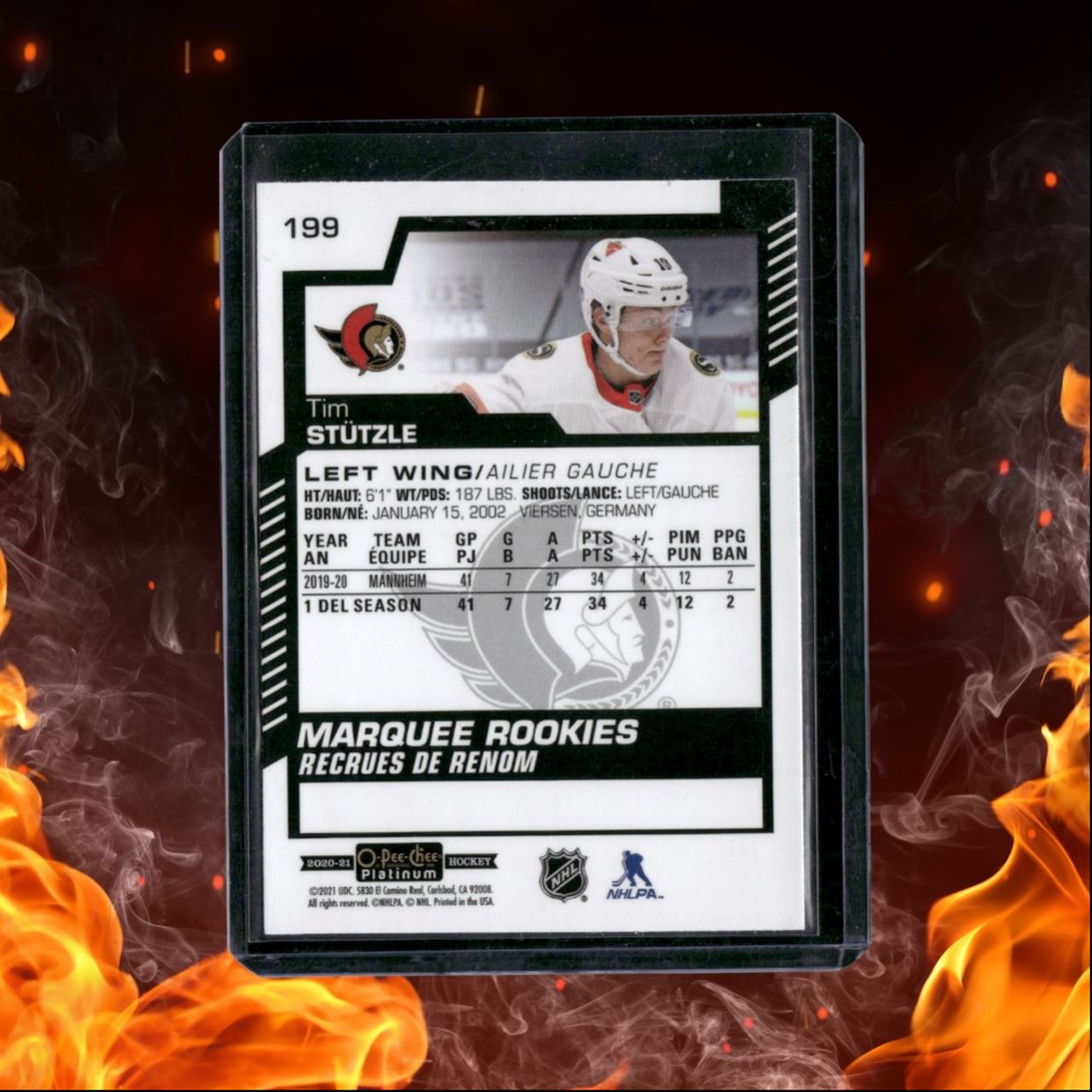 2020-21 O-Pee-Chee Platinum Tim Stutzle Rookie #199